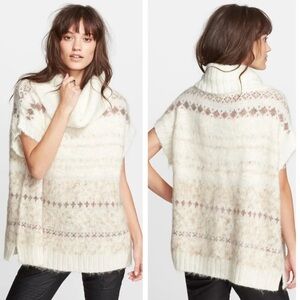 Free People Fair Isle Snow Bunny Cowl Neck Dolman Sleeve Soft Sweater Oversized